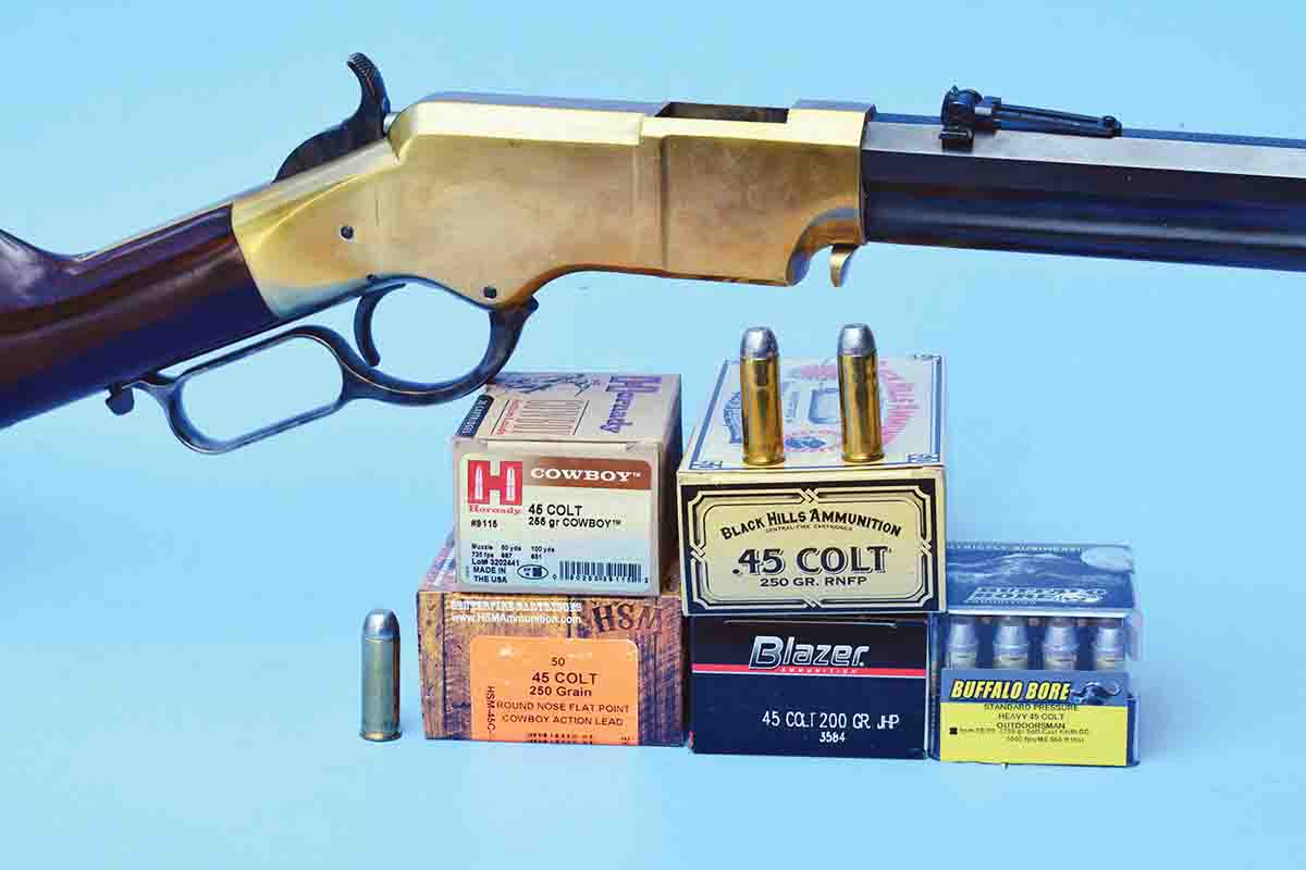 The 1860 Henry was tested with factory loads and handloads.